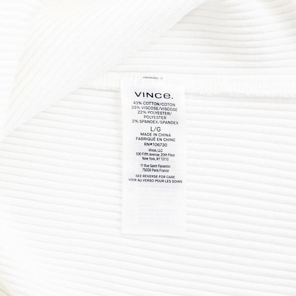 NWT Vince Raw-Edge Ribbed Scoop-Neck Tank Cotton Off White $145 - Size L - Picture 4 of 5